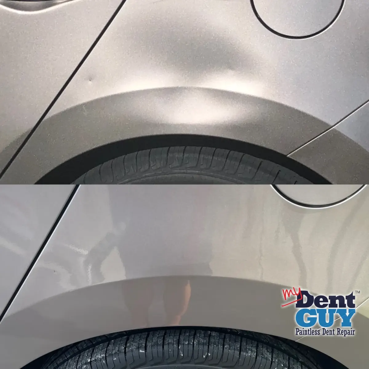 Quarter Panel Repair — Paintless dent repair before and after in Naples, Florida