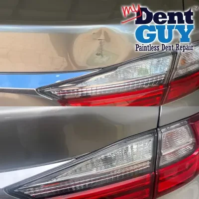 Lexus trunk lid repair — Paintless dent repair before and after in Bonita Springs, FL